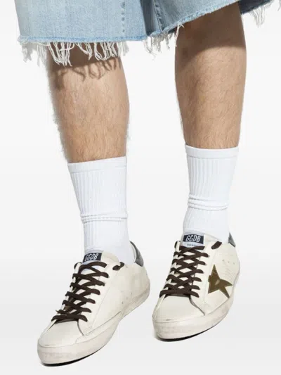 Golden Goose Super-star Sneakers With Lizard Effect Star And Grey Heel Tab