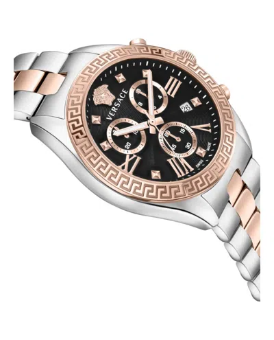 Versace Greca Chrono Bracelet Watch In Metallic