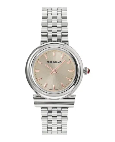 Ferragamo Gancini Bracelet Watch With Grey Sunray Dial In Metallic