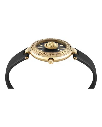 Plein Sport Opium Leather Strap Watch With Gold Case In Black