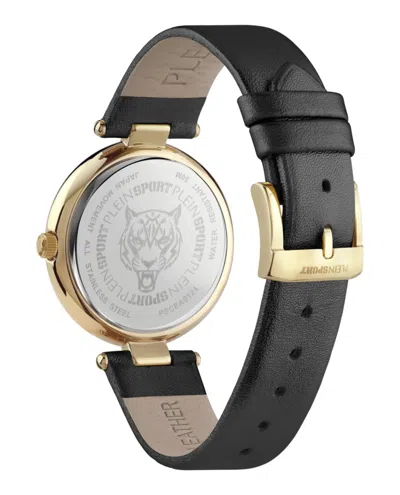 Plein Sport Opium Leather Strap Watch With Gold Case In Black