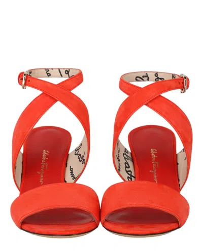 Ferragamo Sheena Suede Heel Sandals In Red