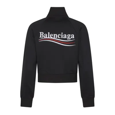 Balenciaga Fitted Zip-up Jacket With Tailored Silhouette And Modern Graphics In Black
