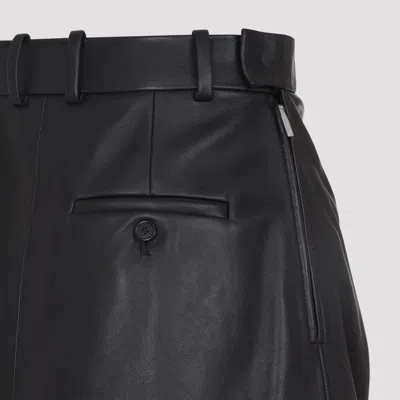 Loewe Draped Leather Skirt With Tailored Fit And Logo Belt In Black