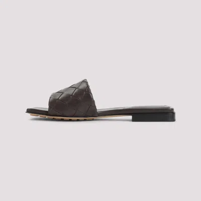 Bottega Veneta Woven Nappa Leather Sandals With Flat Sole In Black