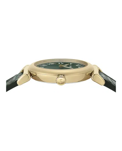 Ferragamo Allure Leather Watch With Green Sunray Dial In Green
