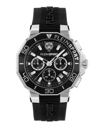 Plein Sport Titan Chronograph Watch With Black Guilloche Dial In Black