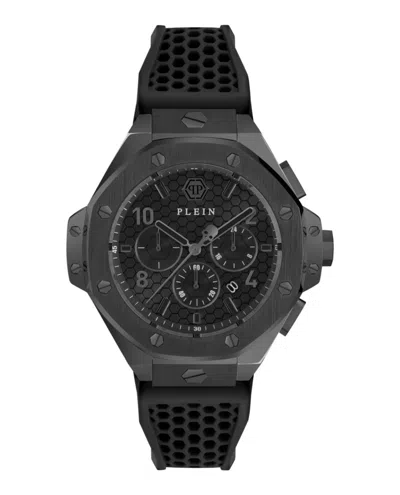 Philipp Plein Plein Chrono Royal Silicone Watch In Black