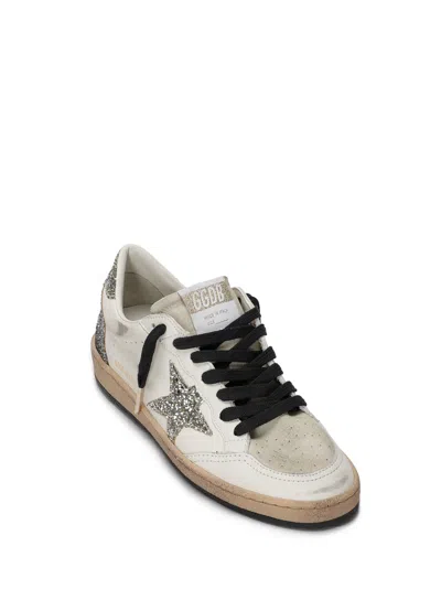 Golden Goose Ball Star Sneakers In Vintage Effect Leather And Suede With Glittered Star And Heel Tab