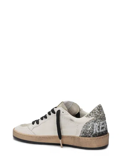 Golden Goose Ball Star Sneakers In Vintage Effect Leather And Suede With Glittered Star And Heel Tab