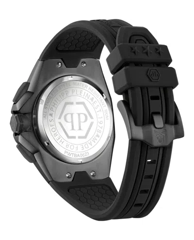 Philipp Plein Octagonal Case Chronograph Watch With Black Guilloche Dial In Black