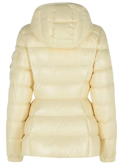 Moncler Cream Polyamide Down Jacket With Quilted Design And Hood