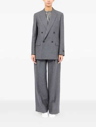 Mm6 Maison Margiela Mm6 By Maison Margiela Double-breasted Medium Grey Jacket With Elegant Tailoring