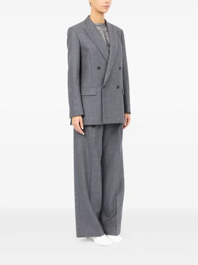 Mm6 Maison Margiela Mm6 By Maison Margiela Double-breasted Medium Grey Jacket With Elegant Tailoring