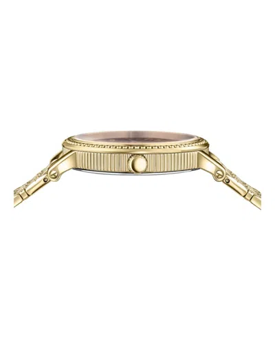 Versace V-dollar Bracelet Watch With Red Guilloche Dial In Gold