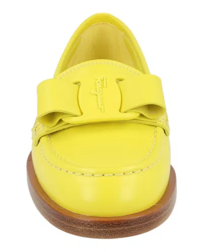 Ferragamo Vivaldo Vara Bow Loafers In Yellow
