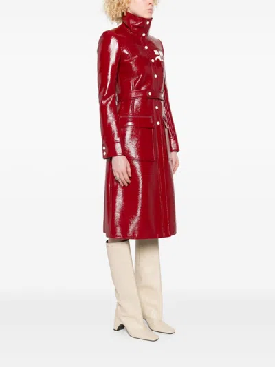 Courrèges Belted Tailored Coat With Glossy Finish
