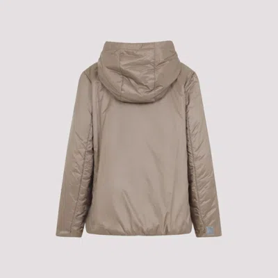 Max Mara Roccia Green Jacket With Adjustable Hood And Zipped Fastening In Neutral