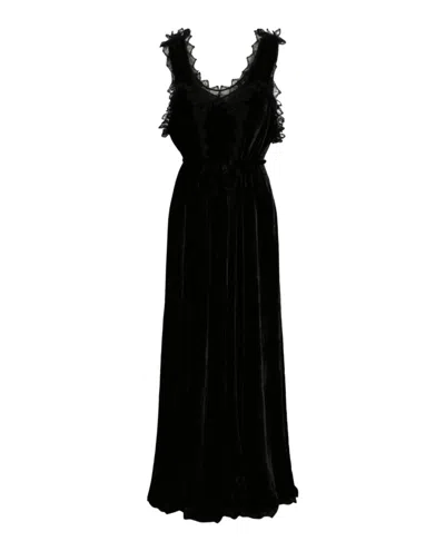 Bottega Veneta Velvet Maxi Dress In Black