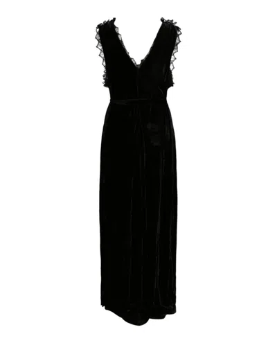 Bottega Veneta Velvet Maxi Dress In Black