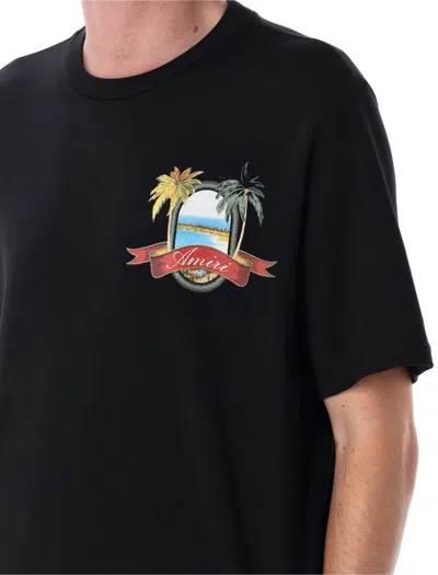 Amiri Black T-shirt With Logo Print And Graphic Design In Black
