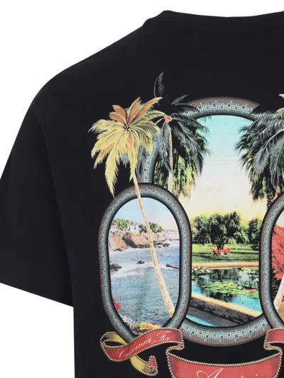 Amiri Black T-shirt With Logo Print And Graphic Design In Black