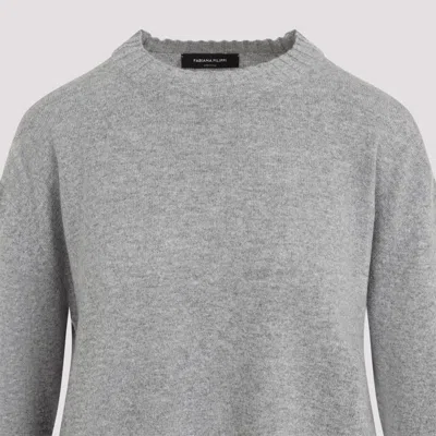 Fabiana Filippi Wool-cashmere Blend Sweater With Ribbed Hem In Gray