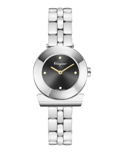 Ferragamo Gancino Bracelet Watch With Black Sunray Dial In Metallic