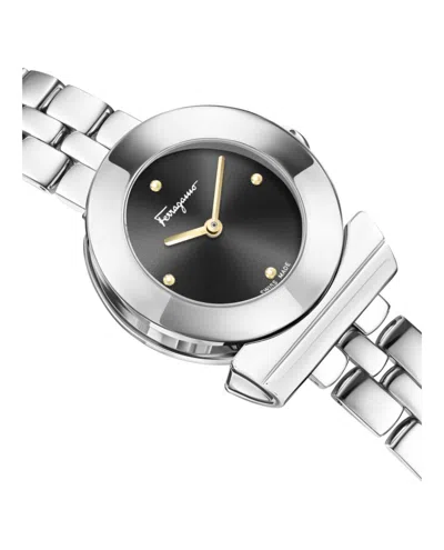 Ferragamo Gancino Bracelet Watch With Black Sunray Dial In Metallic