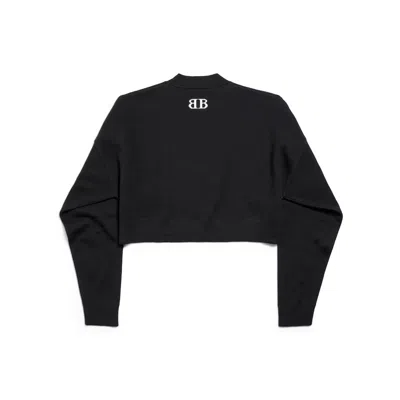 Balenciaga Cropped Sweater With Relaxed Fit And Signature Logo In Black
