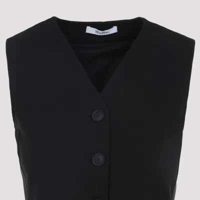 Max Mara Tailored Black Waistcoat With Deep V-neckline And Button Detail