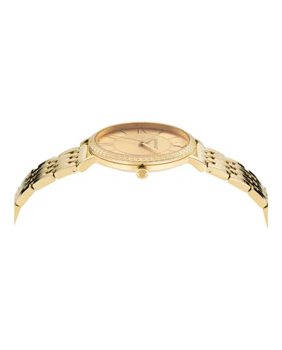 Versace V-eternal Bracelet Watch With Gold Guilloche Dial In Gold
