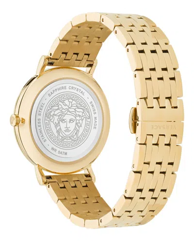 Versace V-eternal Bracelet Watch With Gold Guilloche Dial In Gold