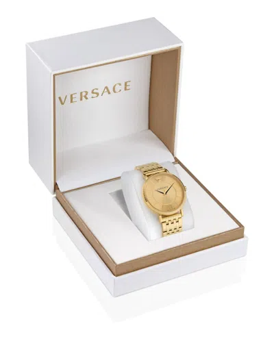 Versace V-eternal Bracelet Watch With Gold Guilloche Dial In Gold