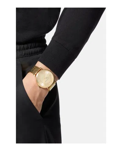 Versace V-eternal Bracelet Watch With Gold Guilloche Dial In Gold