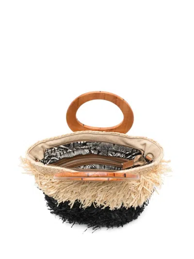 Afar Handbag In Textured Black And Beige Design