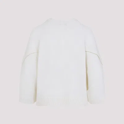 Max Mara Relaxed-fit Wool-cashmere Blend Sweater With Button Details In White