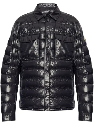 Moncler Blue Down Jacket With Front Press-stud Fastening
