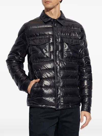 Moncler Blue Down Jacket With Front Press-stud Fastening