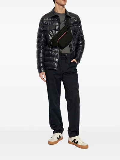Moncler Blue Down Jacket With Front Press-stud Fastening