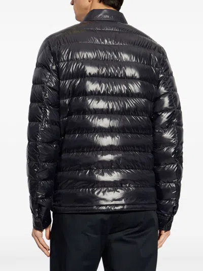 Moncler Blue Down Jacket With Front Press-stud Fastening