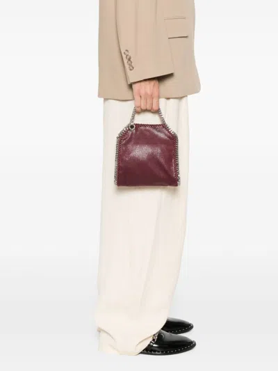 Stella Mccartney Bordeaux Red Bag With Chain-link Handles And Logo Charm