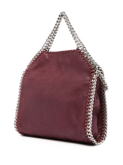 Stella Mccartney Bordeaux Red Bag With Chain-link Handles And Logo Charm