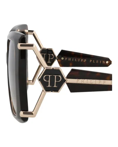 Philipp Plein Square-frame Acetate Sunglasses With Saddle Nose Bridge In Brown