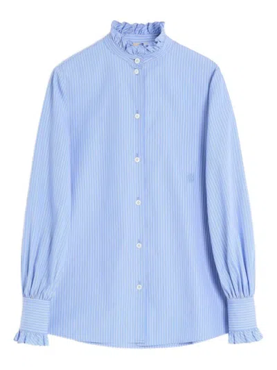 Valentino Hemd Aus Classic Stripe Popeline Frau Iris Liliac 48 In Blue