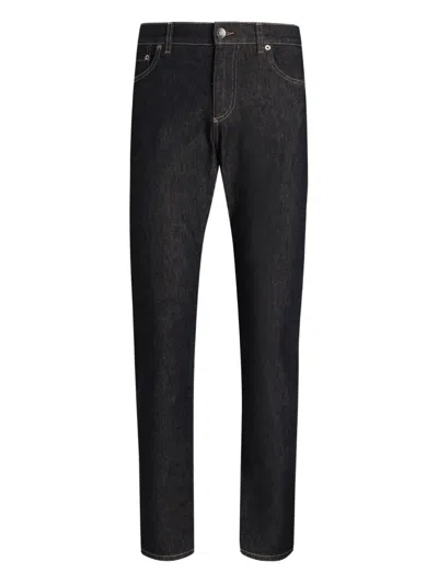 Dolce & Gabbana Trousers With Belt Loops And Contrast Stitching In Black