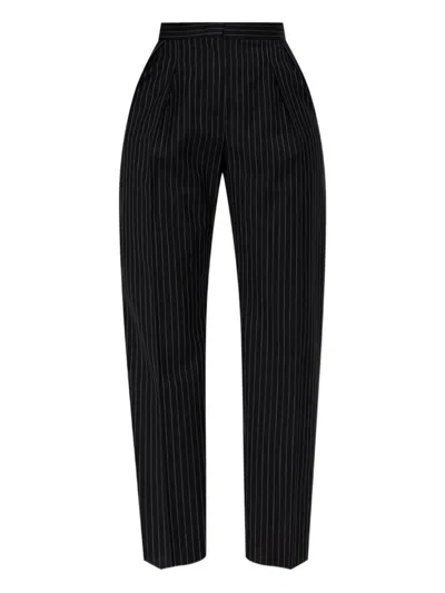 Max Mara Women Pinstripe Pants In Black