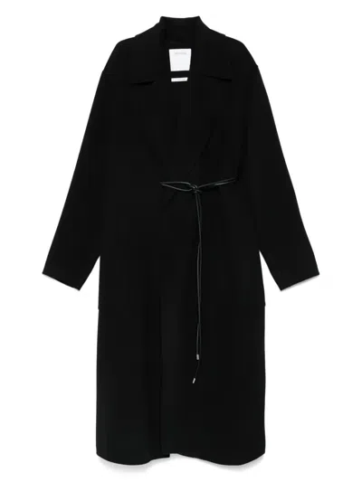 Sportmax Belted Double-breasted Coat In Black