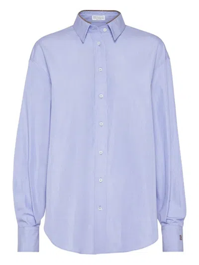 Brunello Cucinelli Long-sleeve Button-up Shirt In Blue