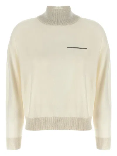 Peserico Ribbed Turtleneck Sweater Lurex Accents
